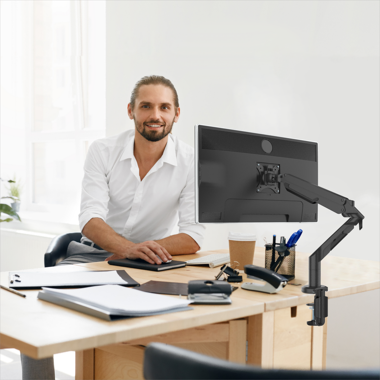 Single Monitor Stand WMA8 Support Max 36 Inch, 6.6 26.5 Lbs Screen