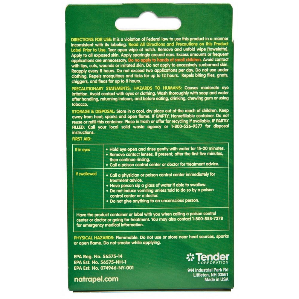 Natrapel Picaridin Insect Repellent Wipes - 12 Individually Wrapped Wipes 0006-6095