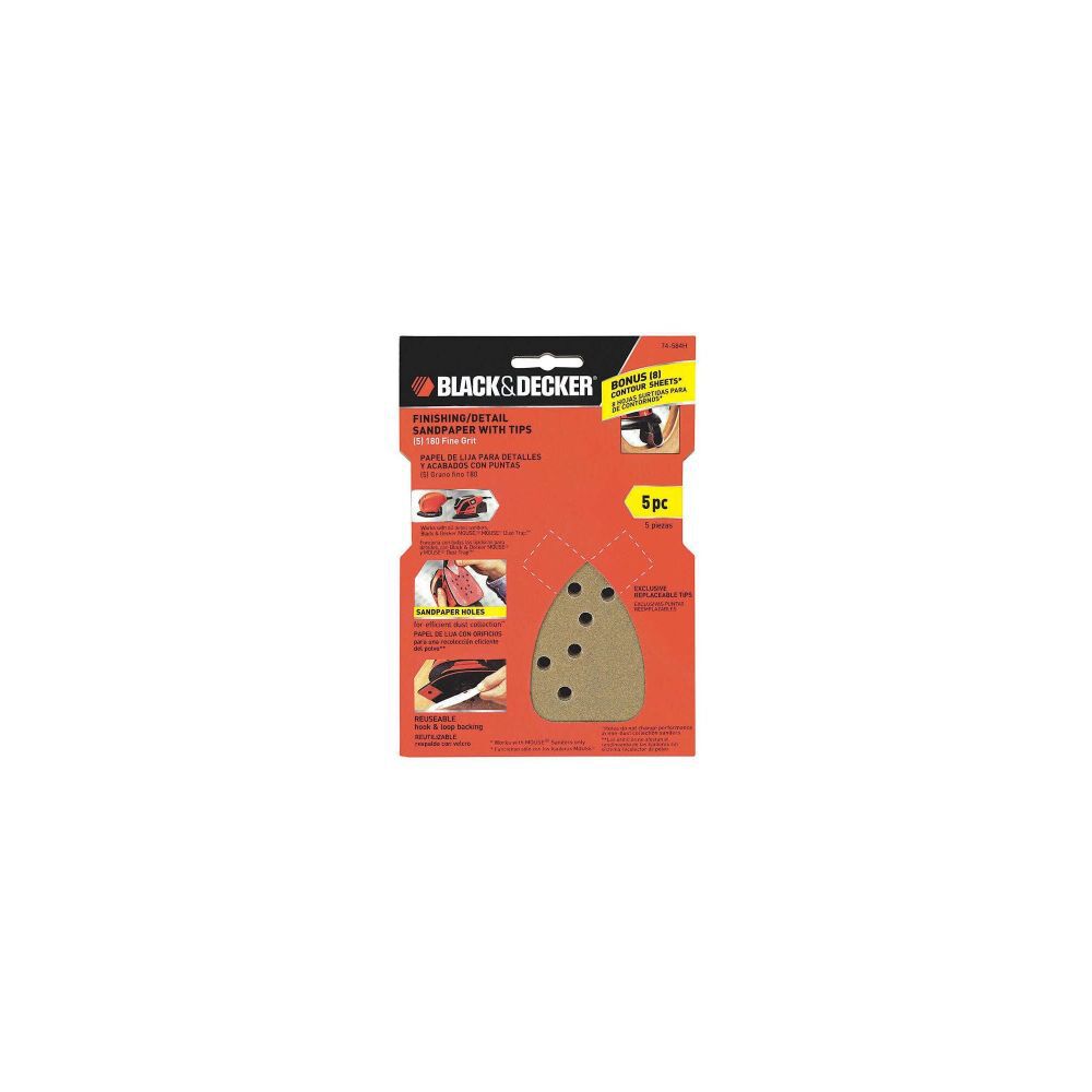 Mouse 180 Grit Sandpaper 5pk BDAM180