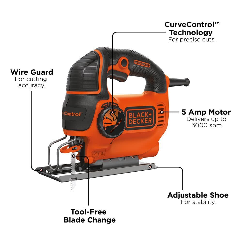 5-Amp Variable Speed Keyless Corded Jigsaw BDEJS600C