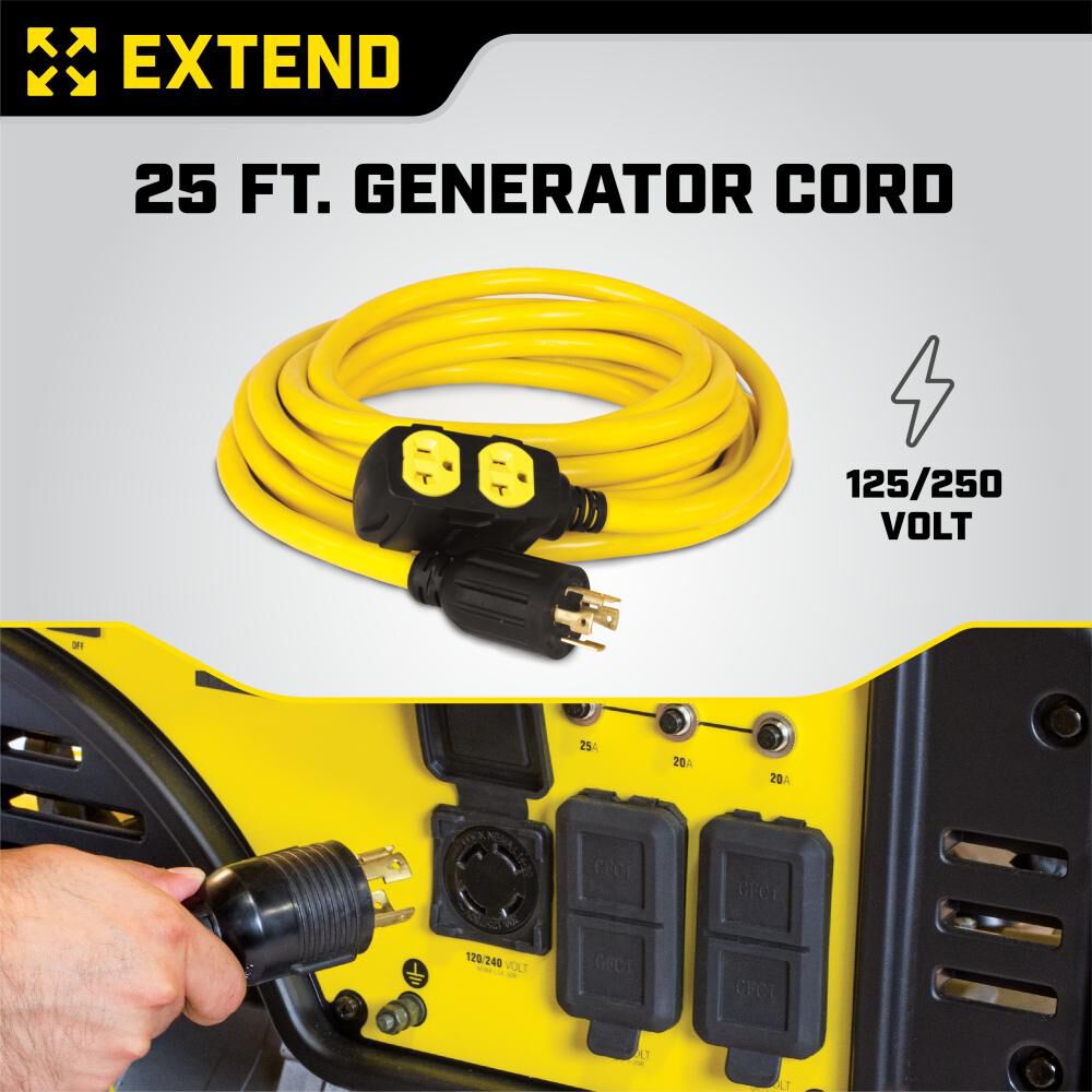 25 ft Generator Extension Cord 30-Amp 125/250-Volt Duplex-Style L14-30P to Four 5-20R 48033
