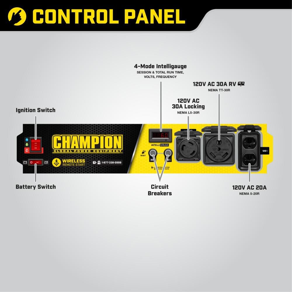 3500 Watt RV Ready Portable Generator with Wireless Remote Start CARB 100554