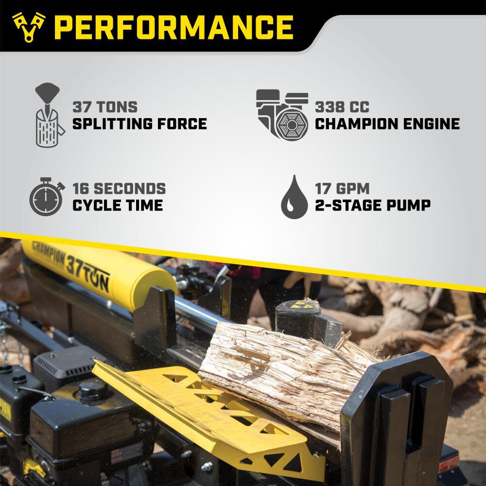 37 Ton Horizontal/Vertical Full Beam Gas Log Splitter with Auto Return 201314