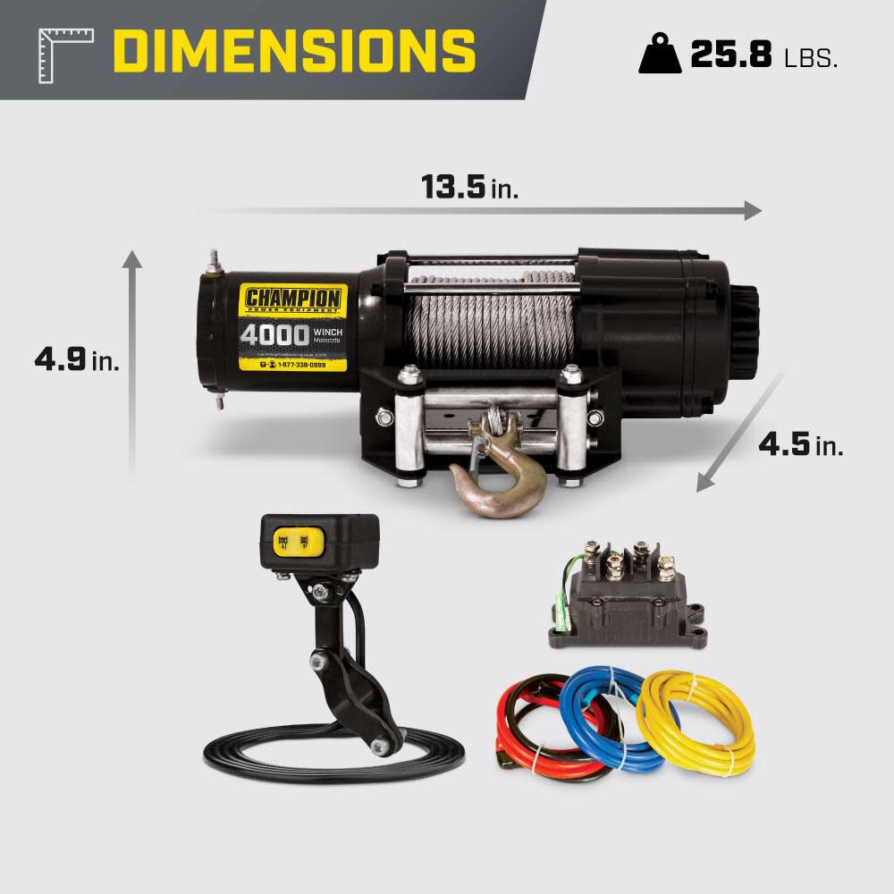 4000-Lb ATV/UTV Winch Kit with Mini-Rocker 14001