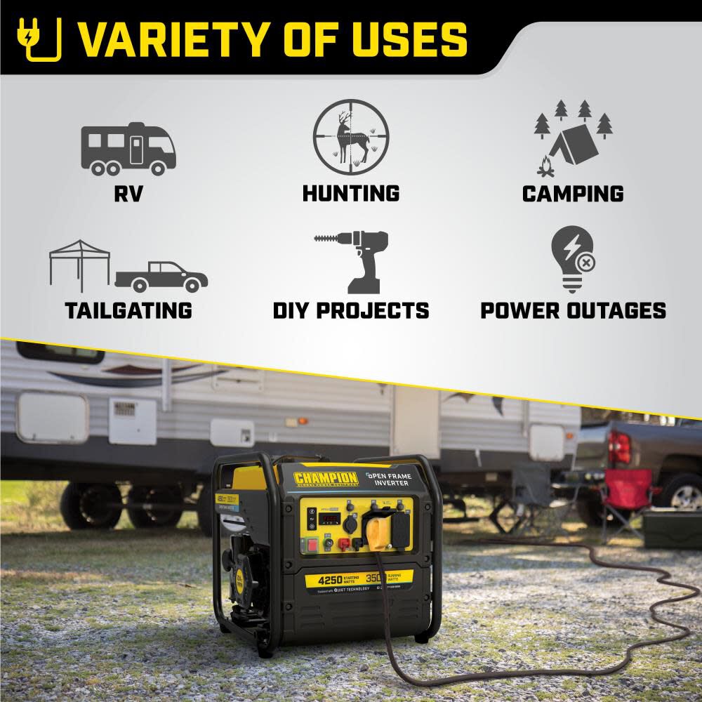 4250 Watt RV Ready Open Frame Inverter Generator with Quiet Technology 200954