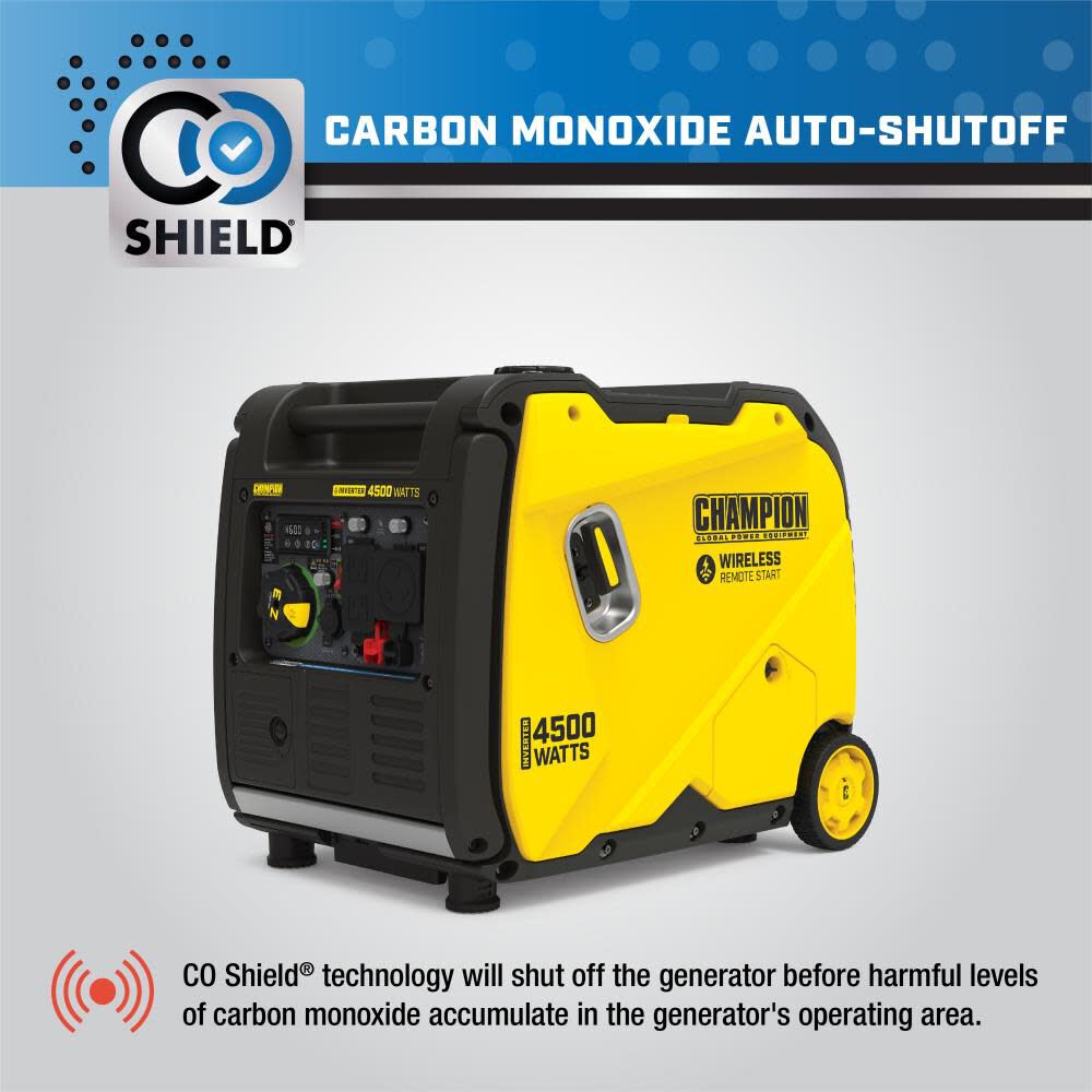 4500-Watt Wireless Remote Start Inverter Generator with Quiet Technology and CO Shield 201184