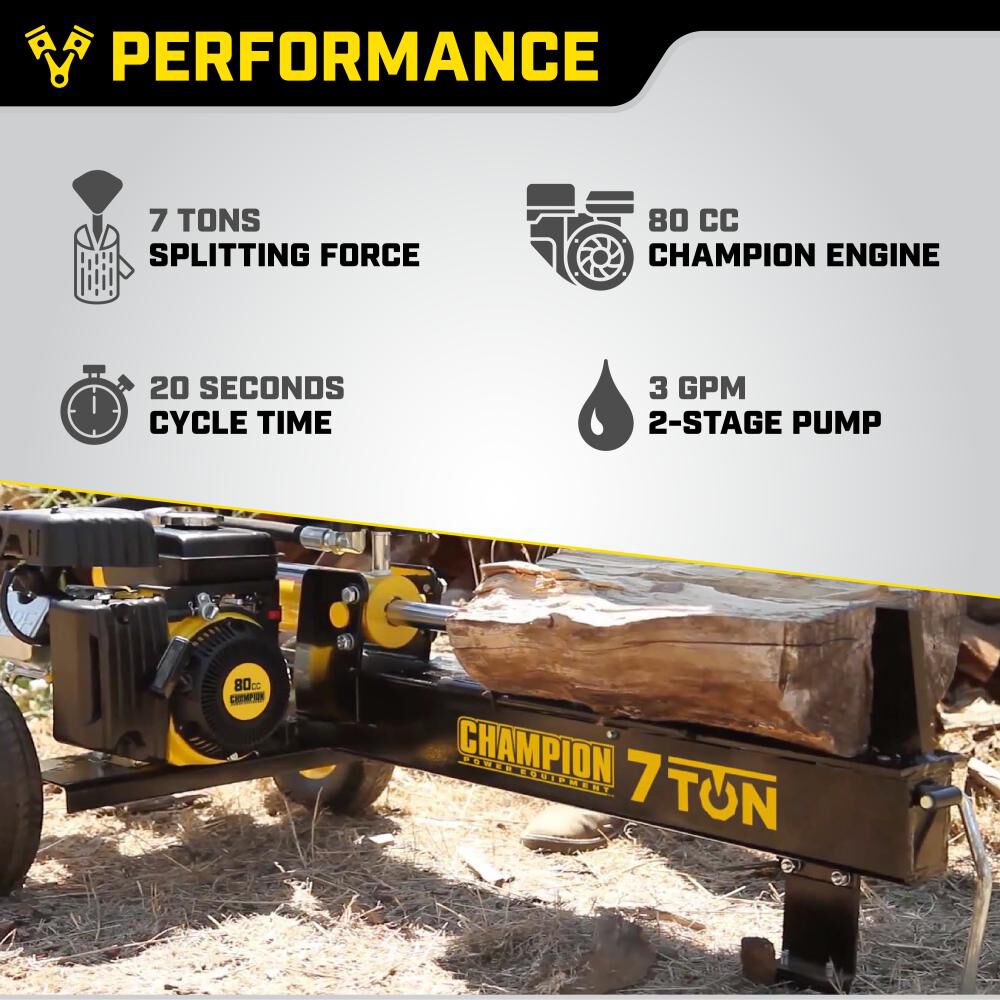 7-Ton Compact Horizontal Gas Log Splitter with Auto Return 90720