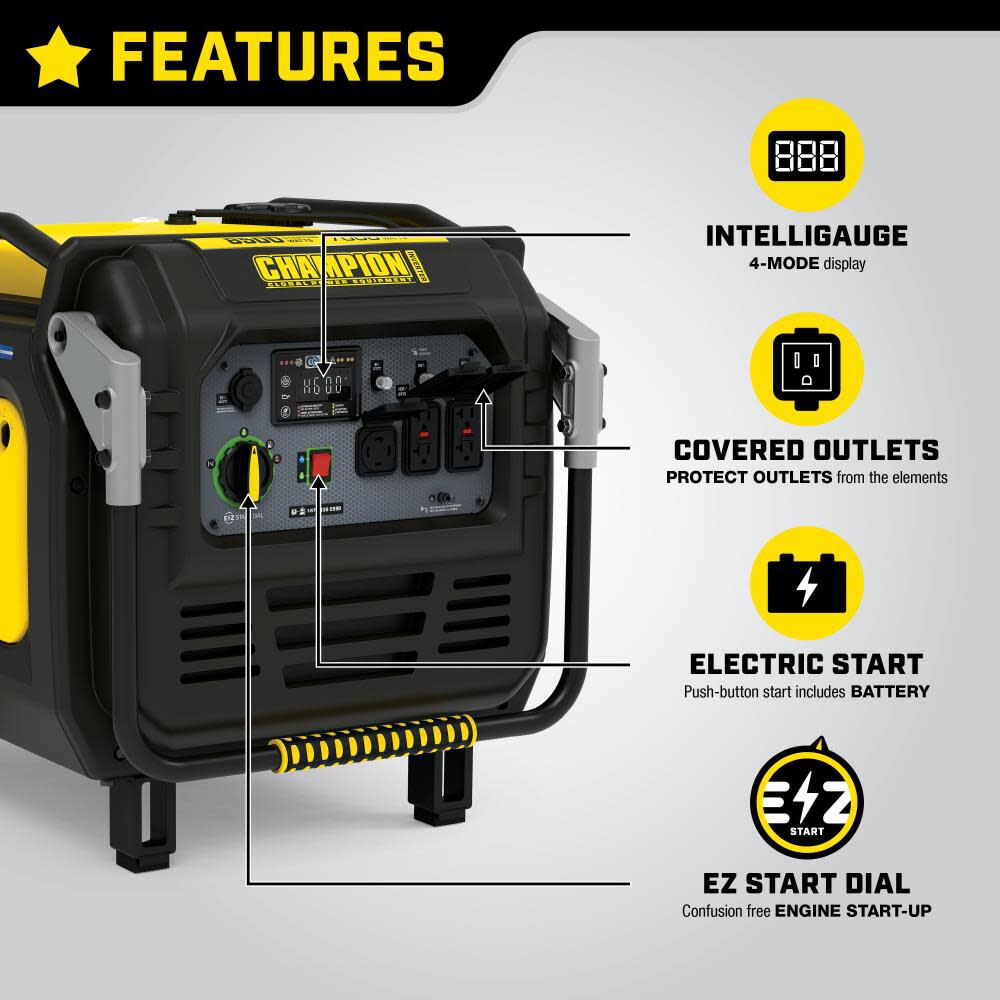 8500 Watt Portable Electric Start Inverter Generator with Quiet Technology and CO Shield 100719