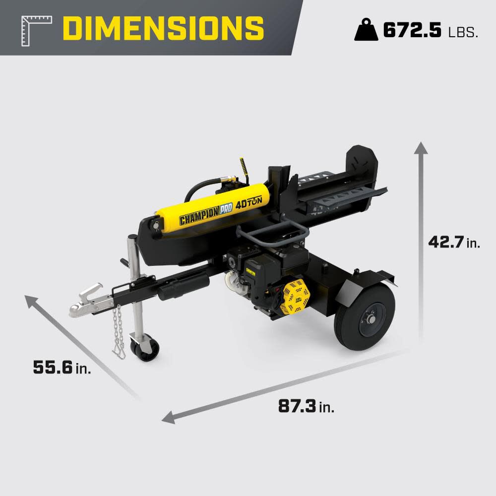 Pro Grade 40-Ton Horizontal/Vertical Full Beam Gas Wood Log Splitter with Auto Return 201091
