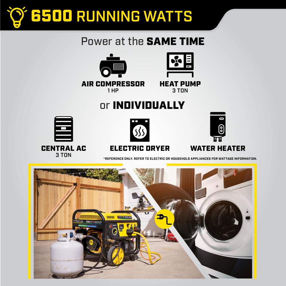 Tri Fuel Portable Generator 6500 Watt with CO Shield & Electric Start 201169