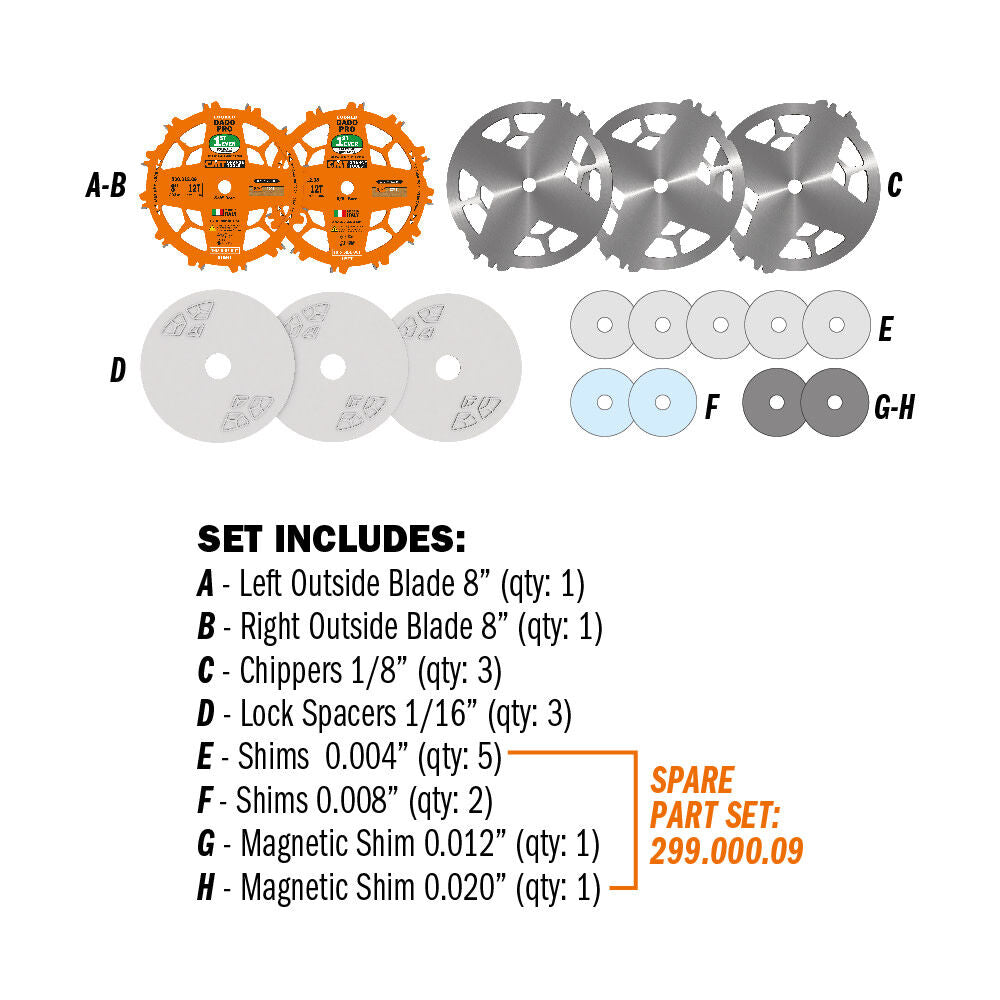 8in 12T Wood Locked Dado Pro Blade Set 230.312.08