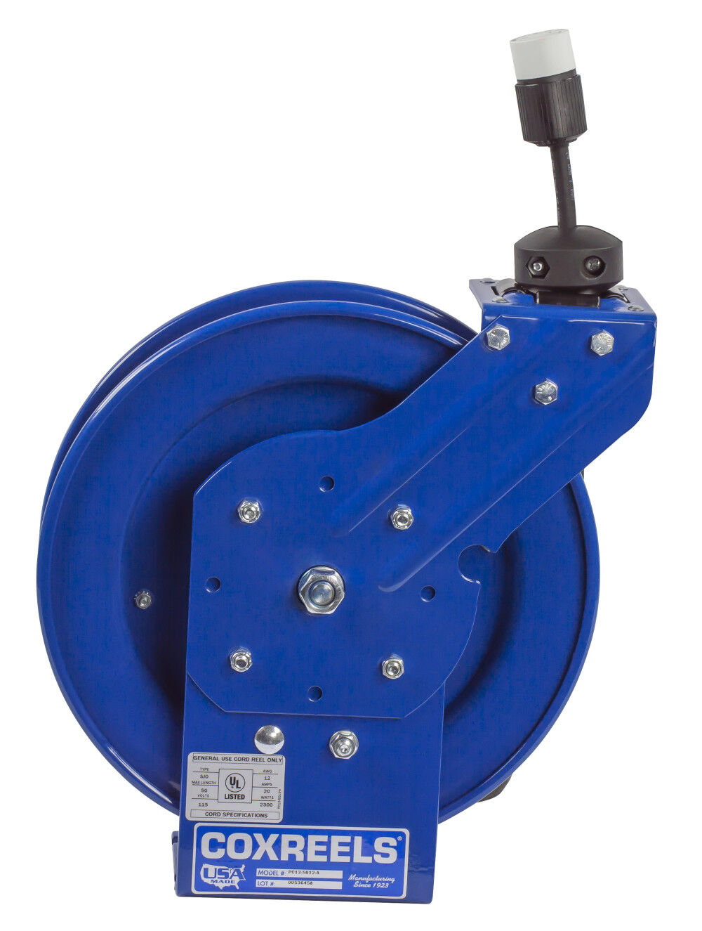 Spring Driven Cord Reel Sin gle Industrial Rec 16GA x 50' PC13-5016-A