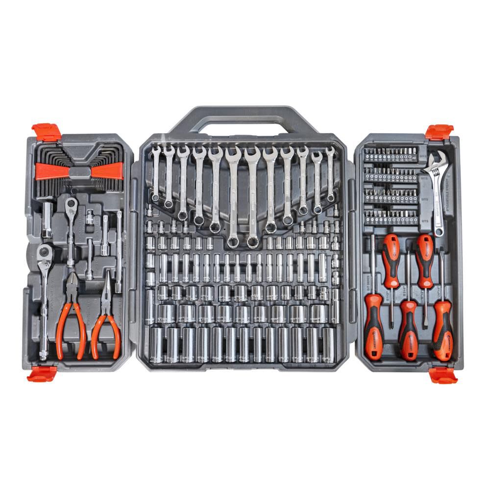 180 Piece 1/4in and 3/8in Drive 6 Point SAE/Metric Professional Tool Set CTK180