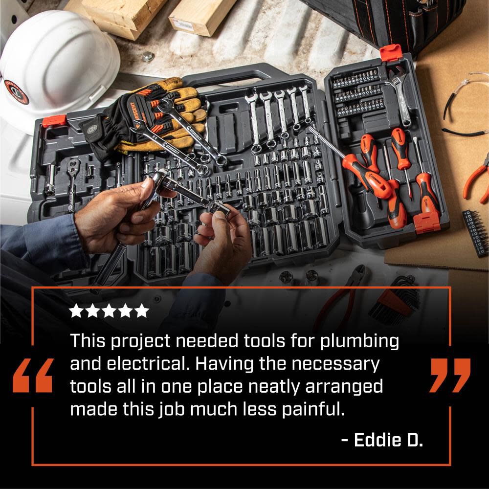 180 Piece 1/4in and 3/8in Drive 6 Point SAE/Metric Professional Tool Set CTK180