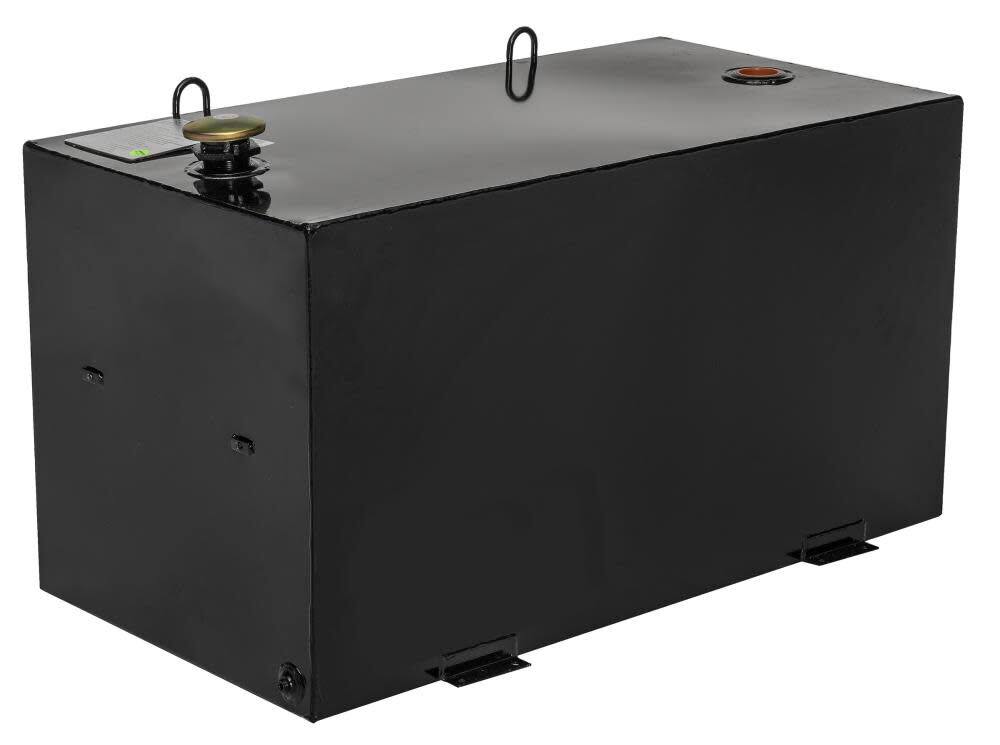 100 Gallon Rectangular Steel Liquid Transfer Tank for Trucks Black 484002