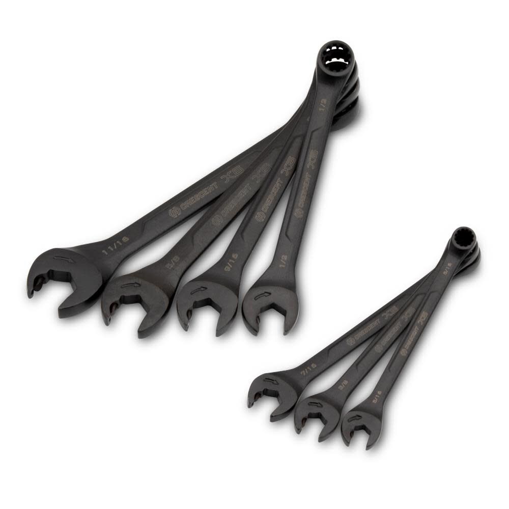 X6 Ratcheting Wrench Set 7 Pc. Combination with Spline Open End CX6RWS7
