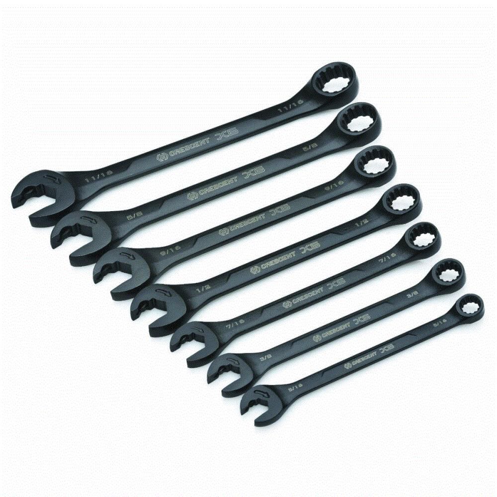 X6 Ratcheting Wrench Set 7 Pc. Combination with Spline Open End CX6RWS7