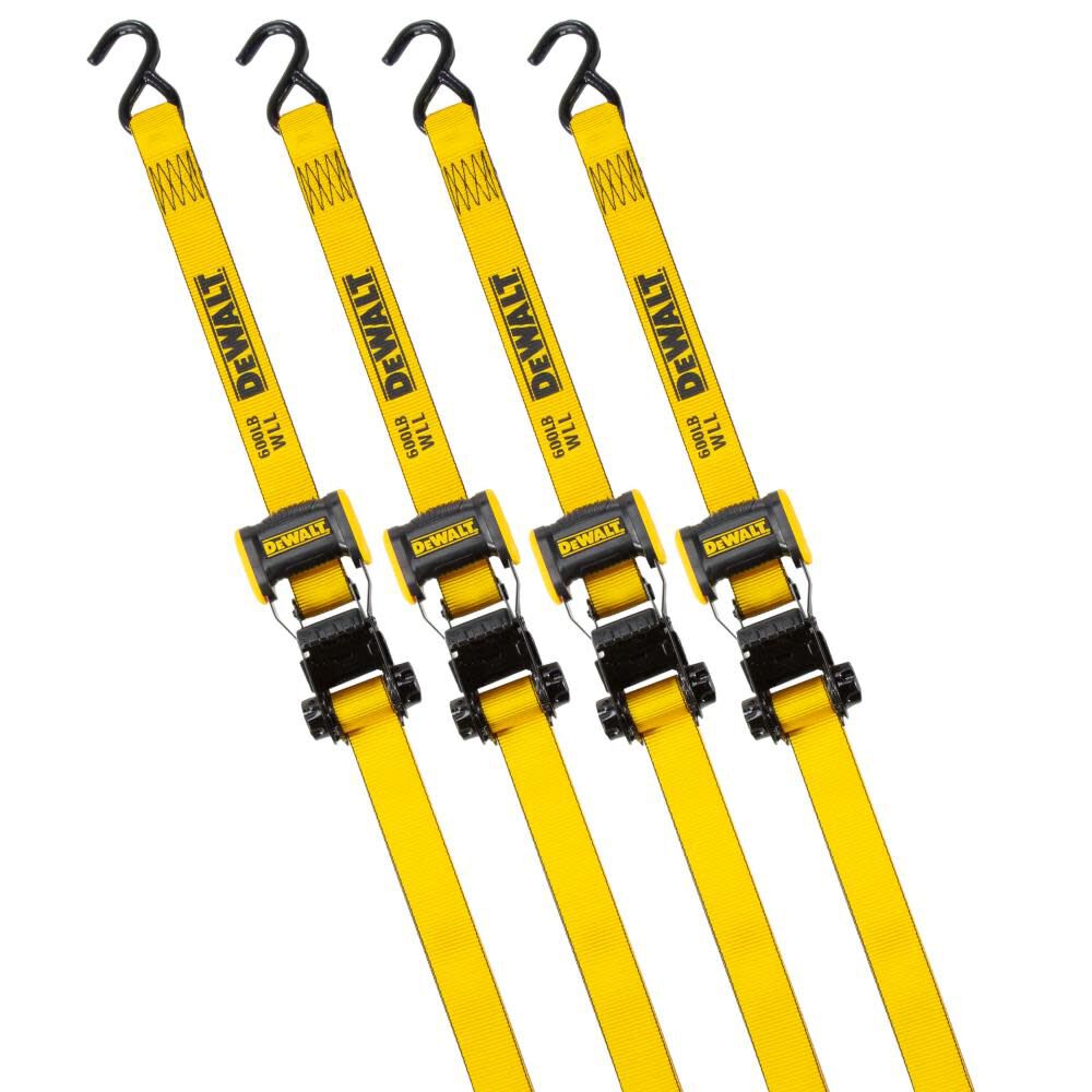 1.25in x 12' Ratchet Tie Down Straps 1800 LB Break Strength 4pk DXBC18004