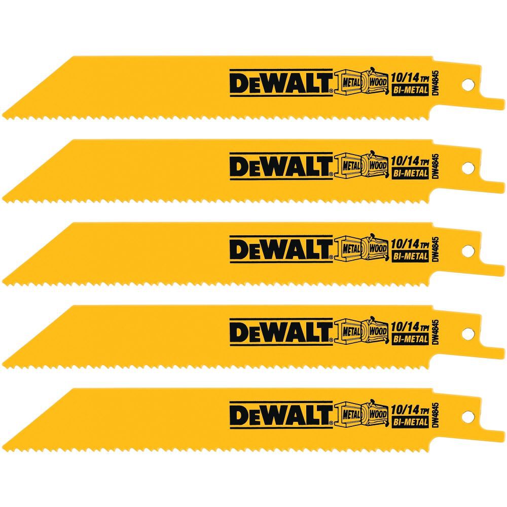 6-in 10/14 TPI Straight Back Bi-Metal Reciprocating Blade (5 pack) DW4845