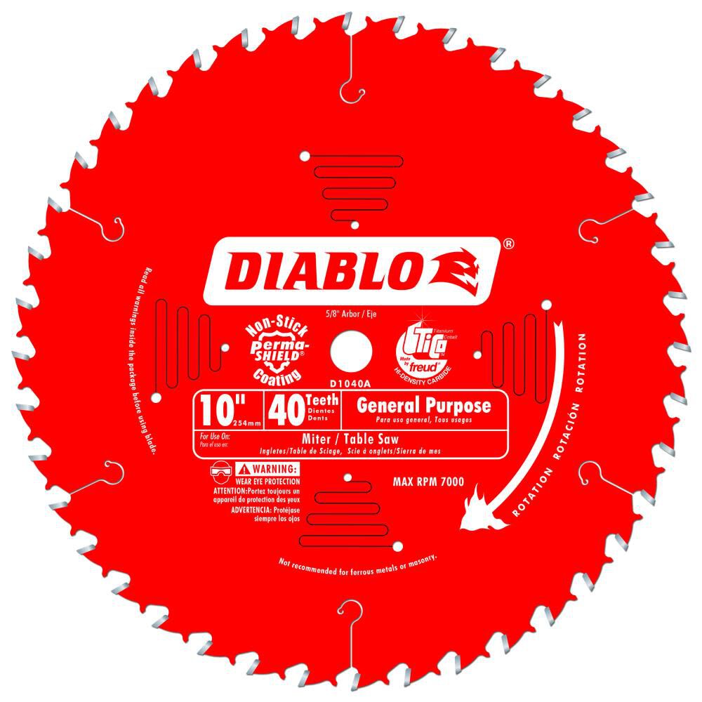 10 In. x 40 In. Tooth Carbide Circular Saw Blade D1040A