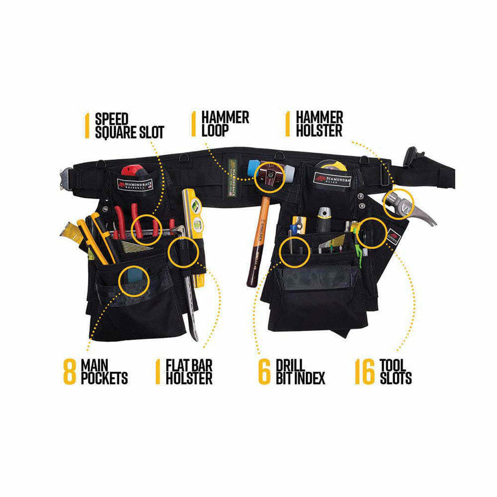 Black Right Handed Large Denali 2.0 Tool Belt System DB5-20-BK-L