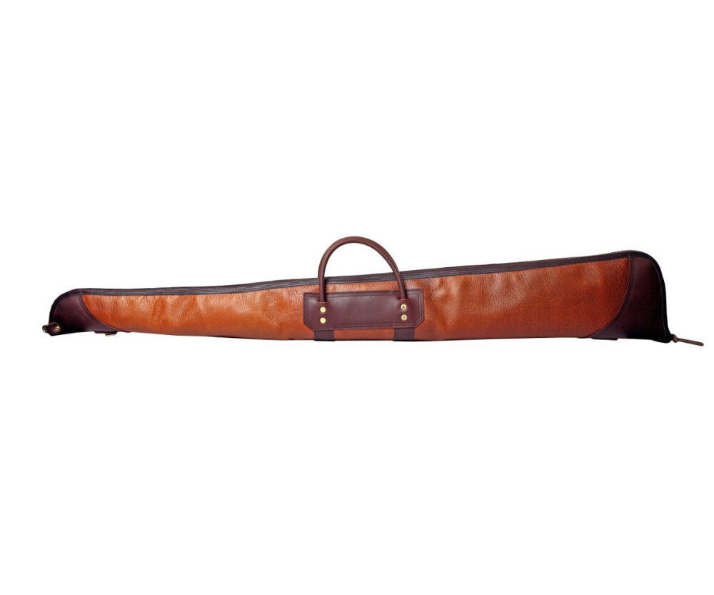 55 In. L Brown Trim Bison Leather Shotgun Case LB-510-55-BRN