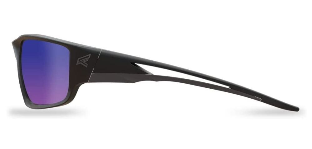 Kazbek Polarized Safety Glasses Black Frame Aqua Precision Blue Mirror Lens TSKAP218