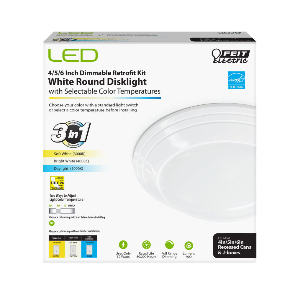 12W 4/5/6in 900 Lumen Round LED Ceiling Disklight 74006/CA