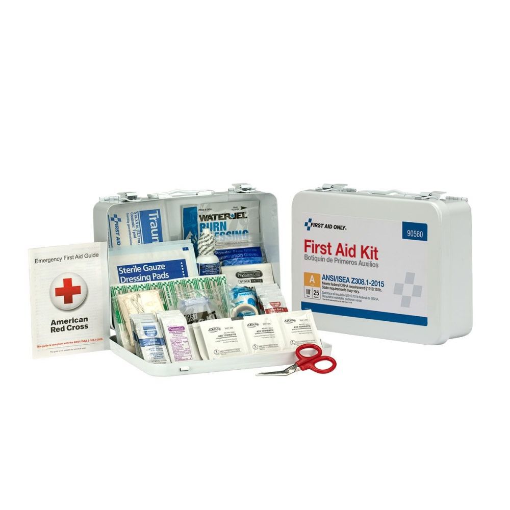 First Aid Kit 25 Person Bulk Metal Case ANSI A 90560