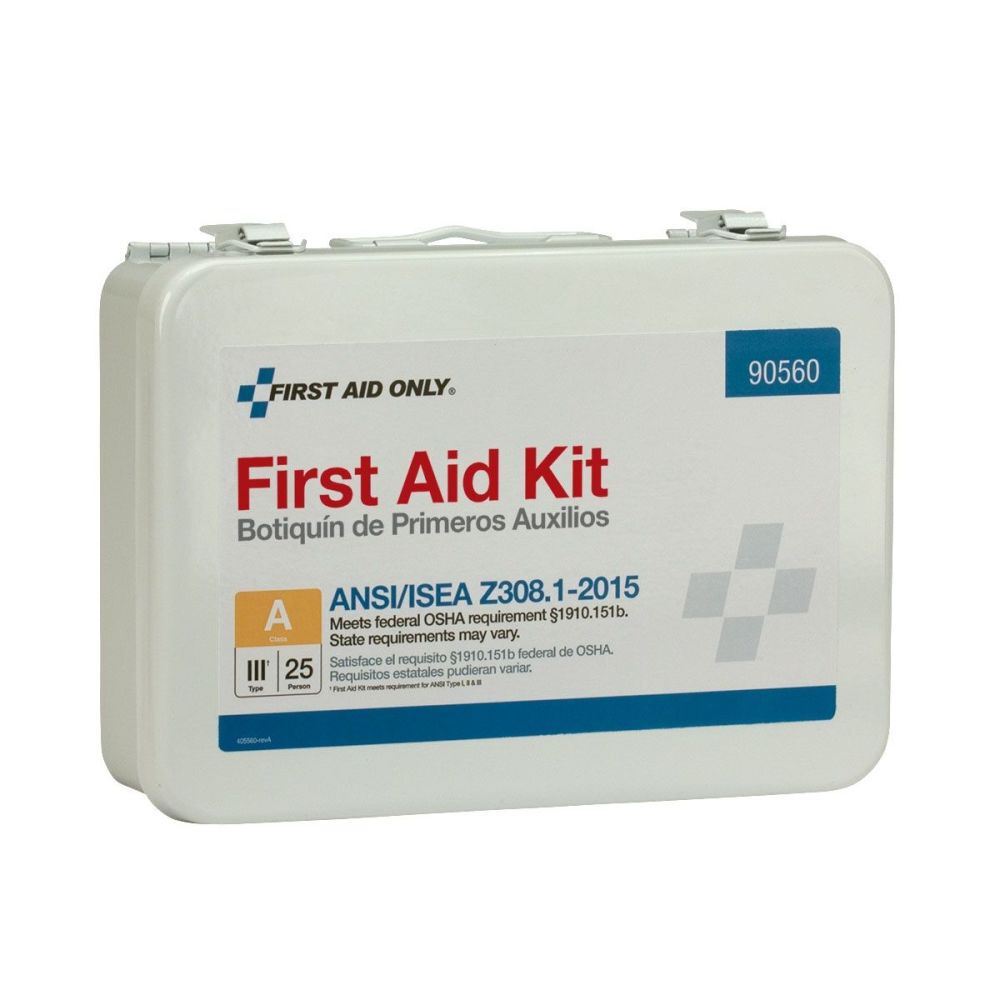 First Aid Kit 25 Person Bulk Metal Case ANSI A 90560
