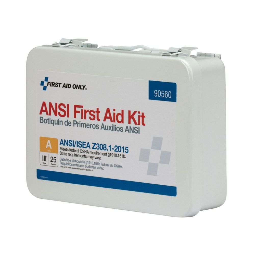 First Aid Kit 25 Person Bulk Metal Case ANSI A 90560