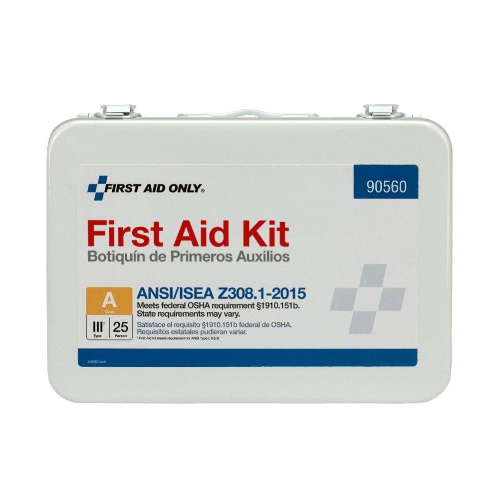 First Aid Kit 25 Person Bulk Metal Case ANSI A 90560