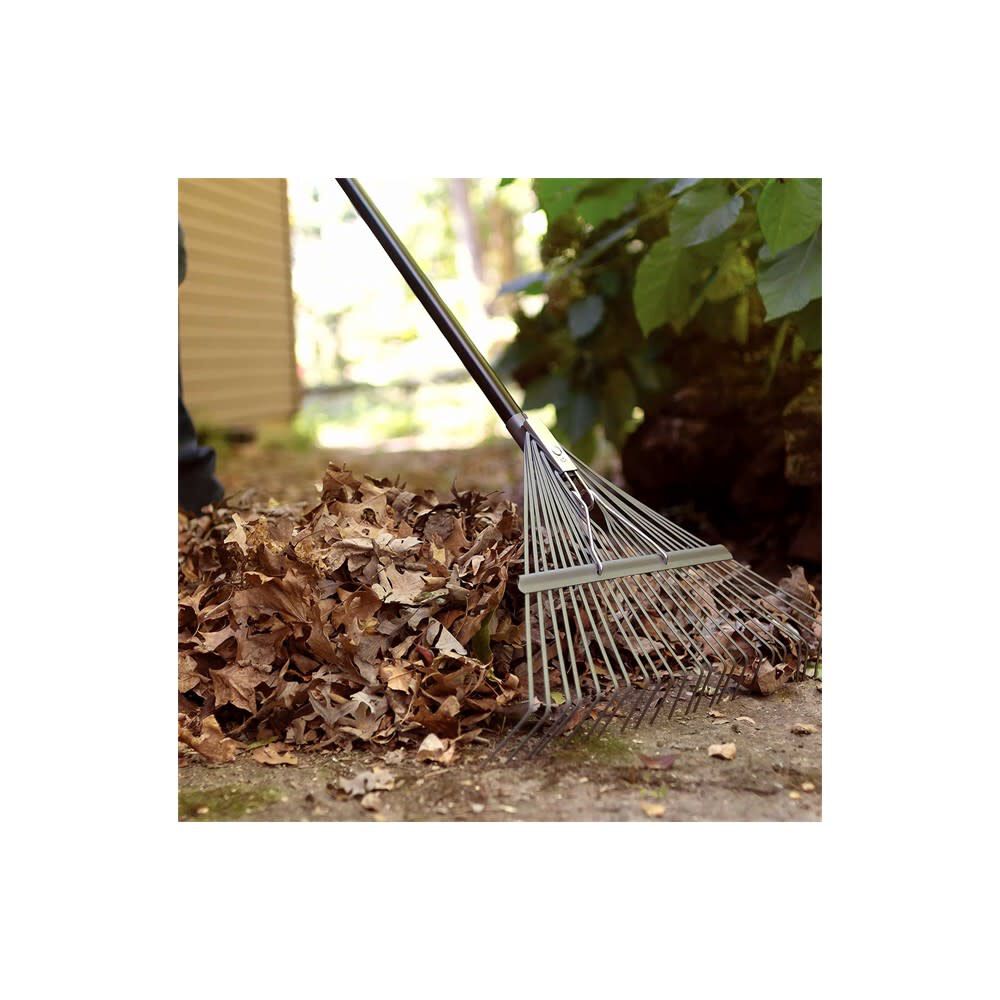 Metal 24 Tine Leaf Rake with Steel Handle 395100-1001