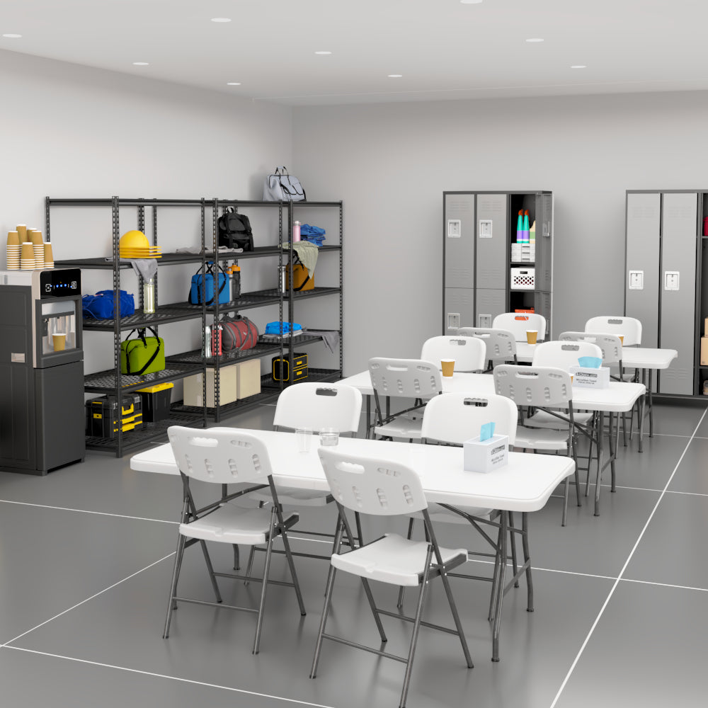 4 Pack White Folding Chairs, Portable Seats with Durable Steel Frame