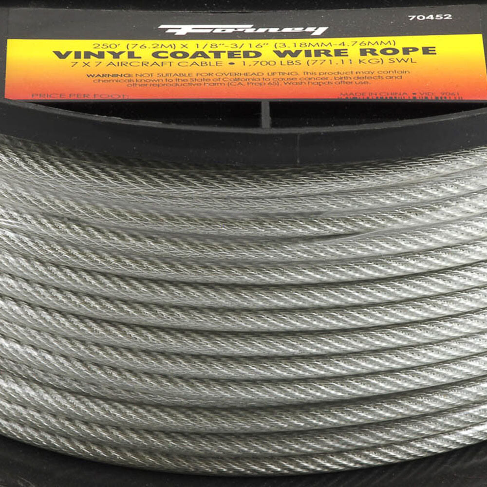 Wire Rope 1/8in 3/16in x 250' Vinyl Coated 70452