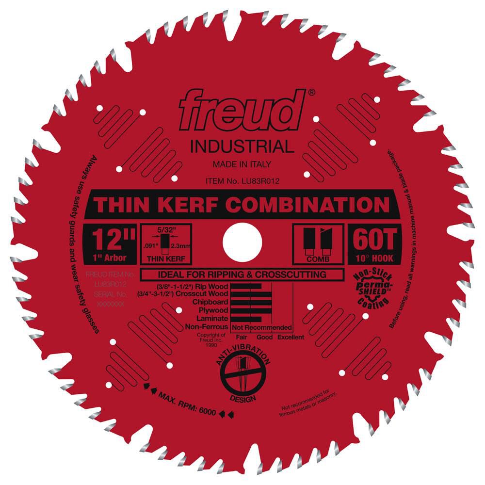 12 In. x 60T Thin Kerf Combination Blade LU83R012
