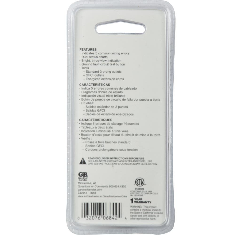 Ground Fault Receptacle Tester and Circuit Analyzer GFI-3501