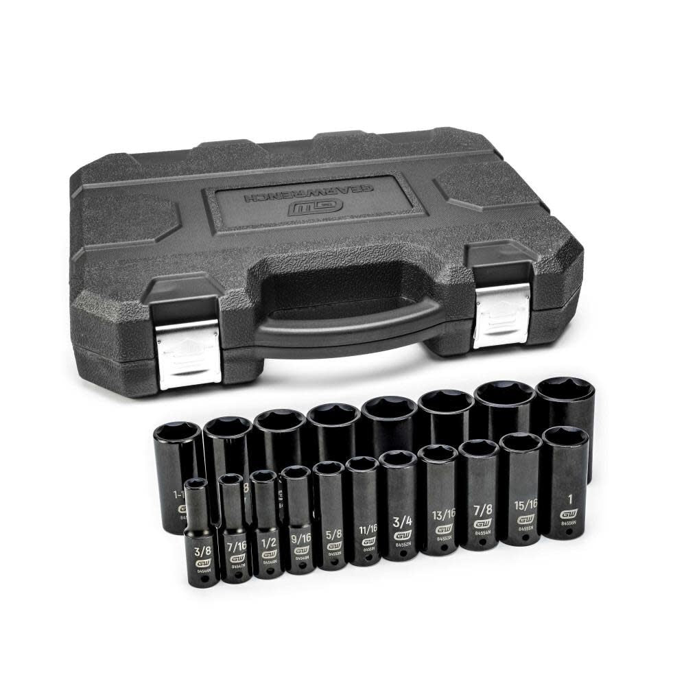 1/2in Drive 6 Point Deep Impact Socket Set SAE 19pc 84934N