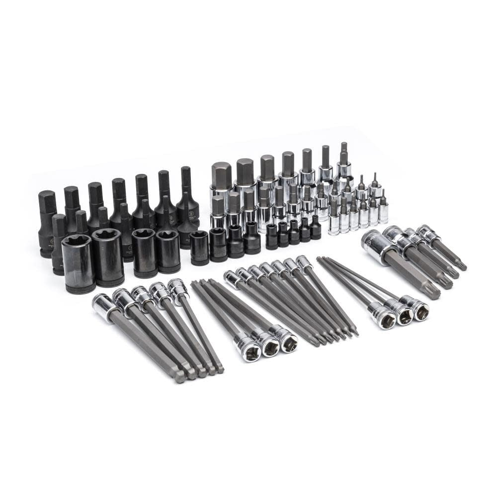1/4, 3/8, 1/2 Drive Metric Bit Socket Set in Foam Storage Tray 74pc GWMSBSKCBMM