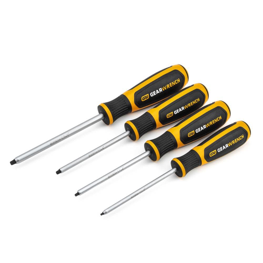 4 Pc Square Dual Material Screwdriver Set 80065H