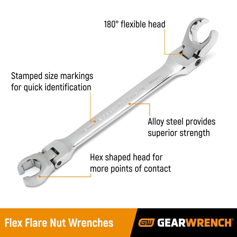Flare Nut Wrench Set 6 Pc. Metric Flex 81911D