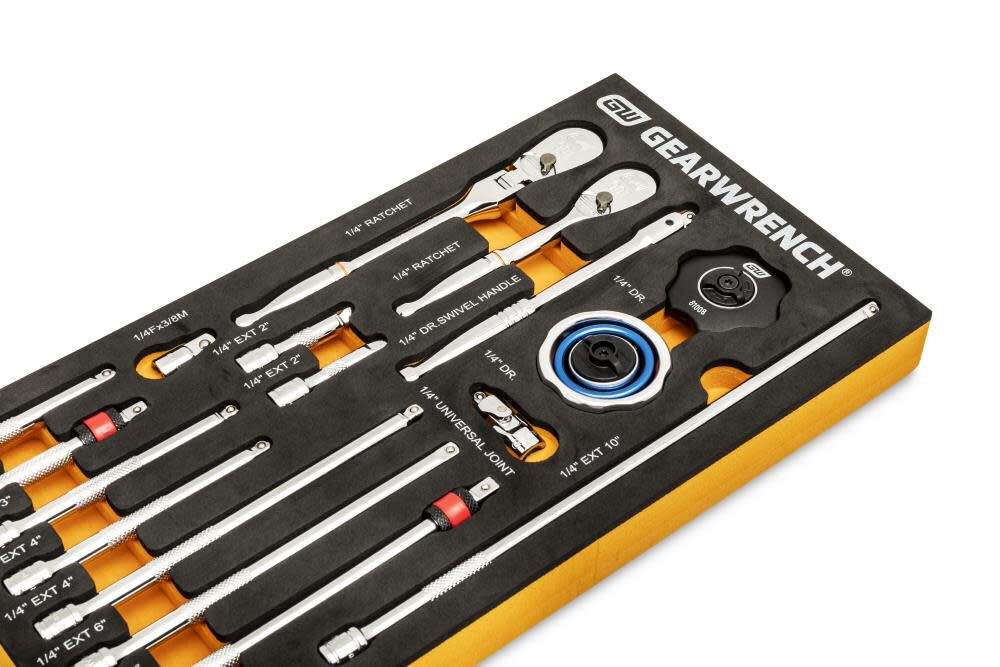 Ratchet & Drive Tool Set 1/4in 90T with EVA Foam Tray 18pc 86520