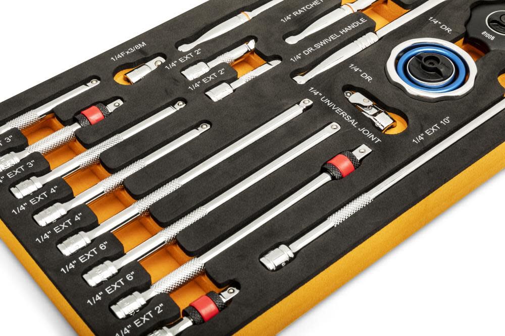Ratchet & Drive Tool Set 1/4in 90T with EVA Foam Tray 18pc 86520
