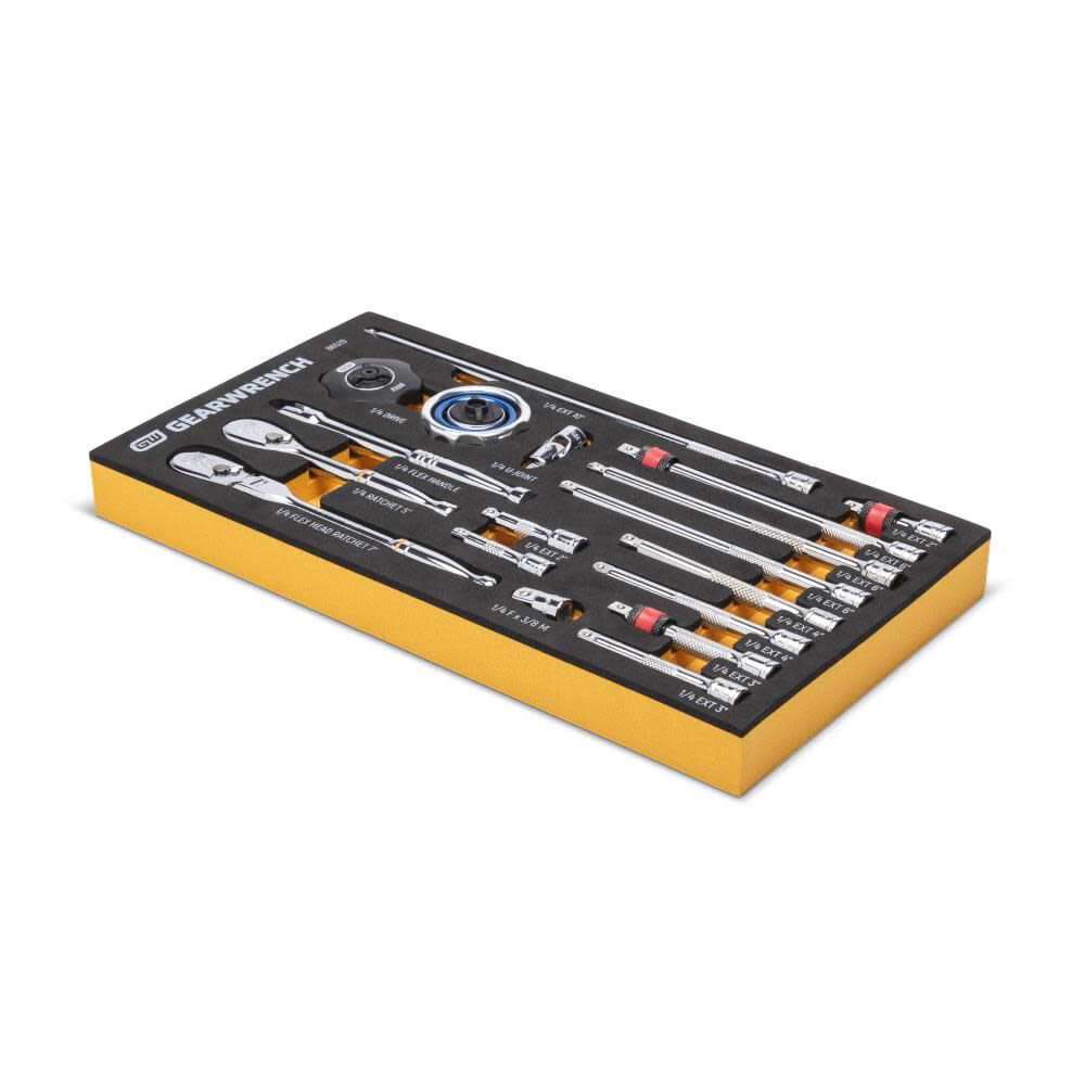 Ratchet & Drive Tool Set 1/4in 90T with EVA Foam Tray 18pc 86520