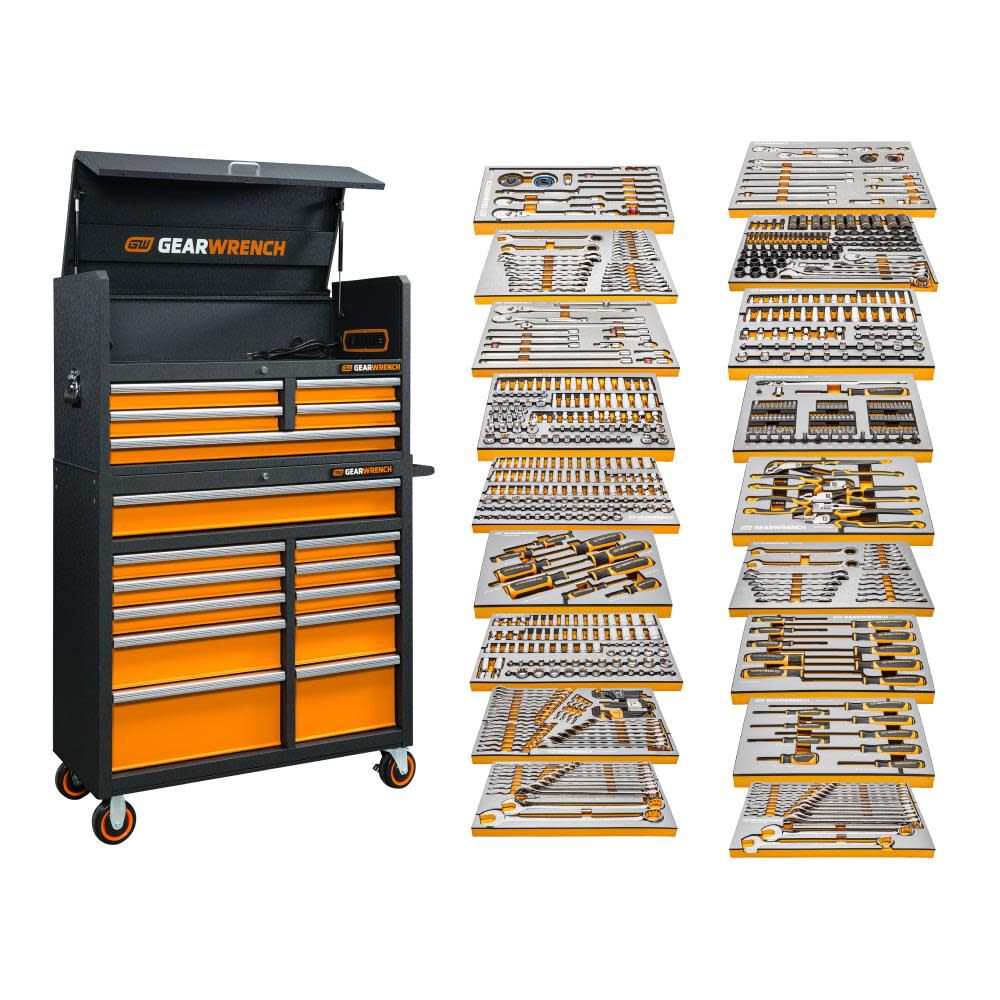 Rolling Tool Box with Mechanics Tool Set in Premium Modular Foam Trays 873pc MEGAMOD873