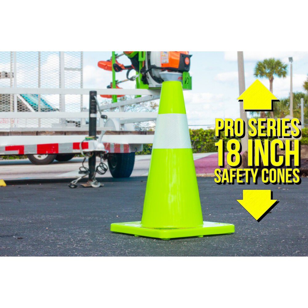 Pro Series 18in Safety Cone Neon Green 3pk SC018