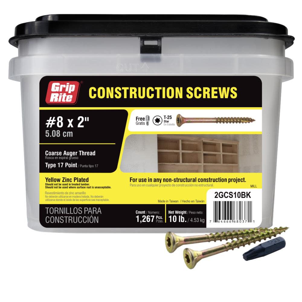 10-Lb #8 x 2-in Bugle-Head Yellow Zinc Type 17 Star-Drive Interior Wood Screw 2GCS10BK