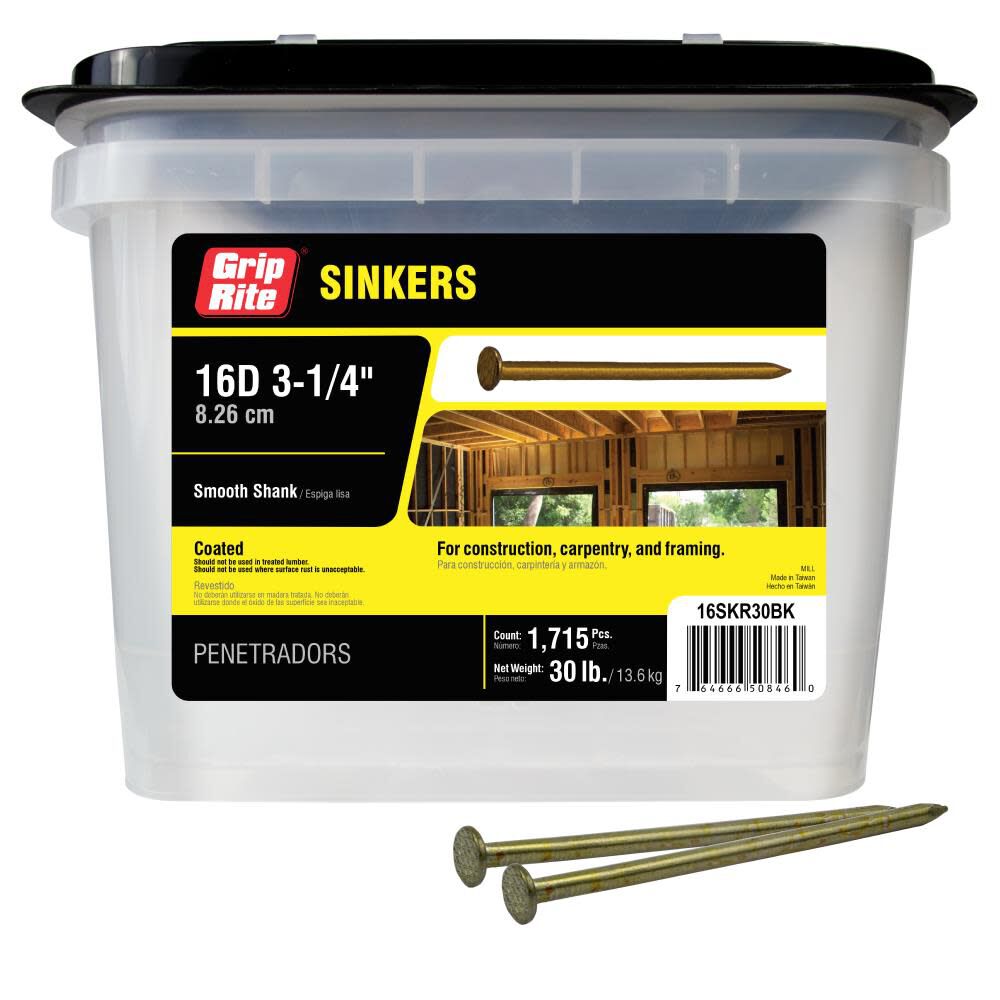 30-Lb 9-Gauge 3.25-in Vinyl-Coated Smooth Sinker Nails 16SKR30BK