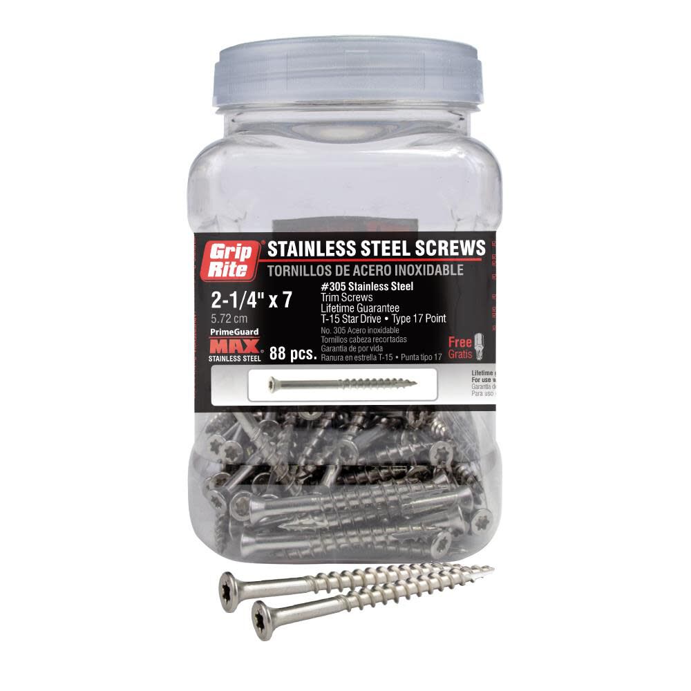 PrimeGuard Max Deck Screws Stainless 2-1/2in Star Drive Head 88 Screws MAXS64530S