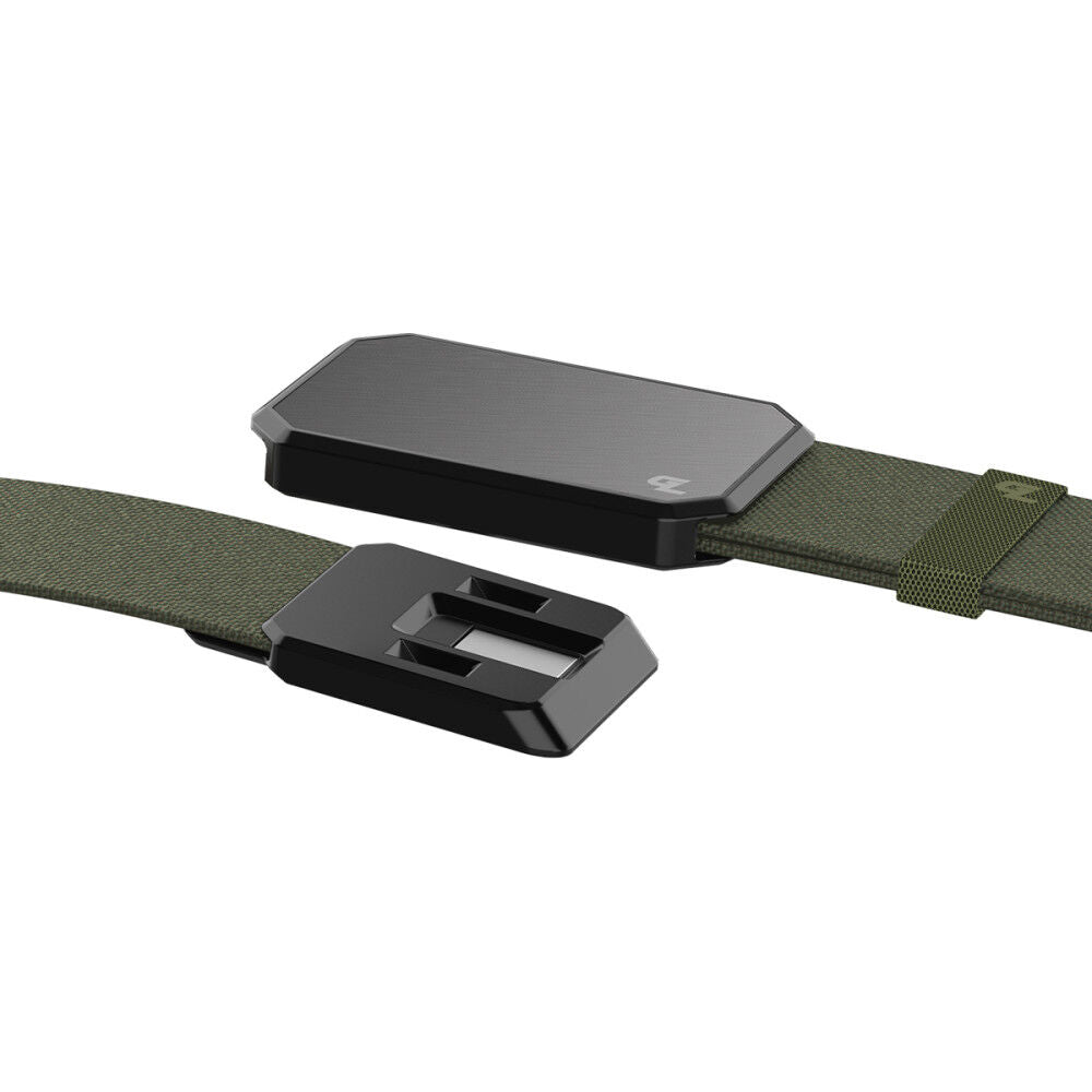 Olive Belt with Gun Metal Magnetic Buckle B1-003-OS